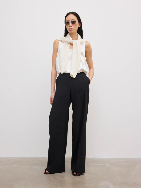 Elastic wool trousers: black