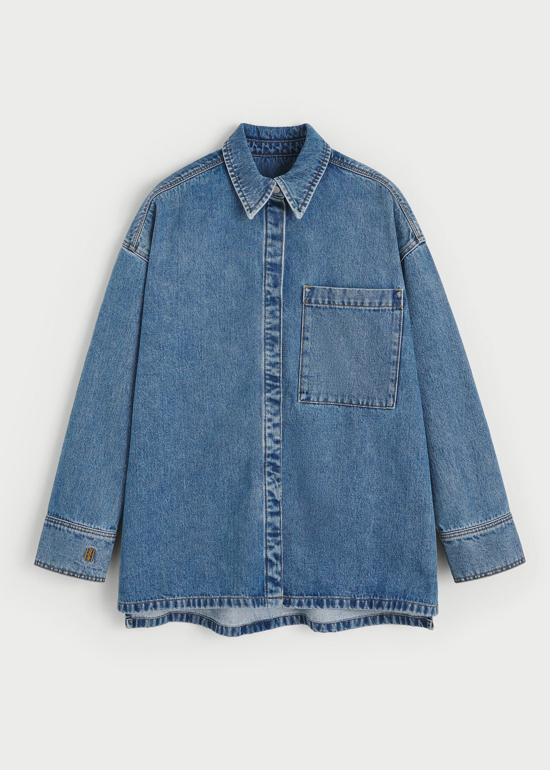 Dea organic cotton denim shirt: mid denim blue