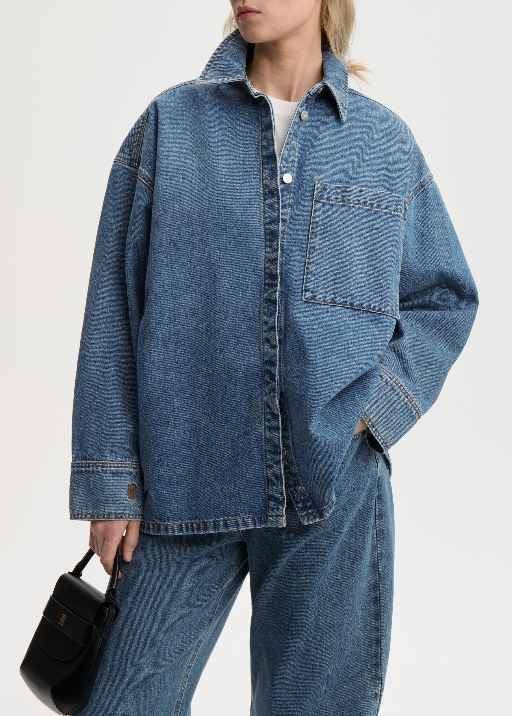 Dea organic cotton denim shirt: mid denim blue