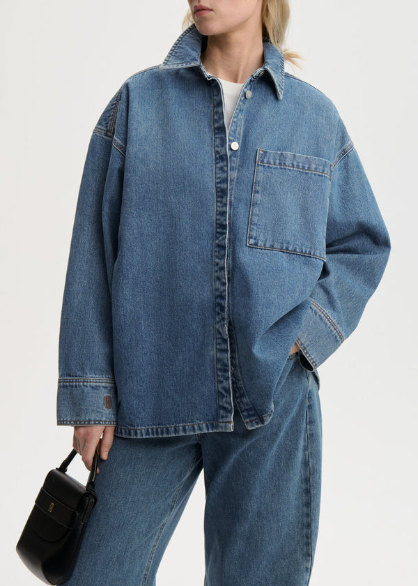 Dea organic cotton denim shirt: mid denim blue