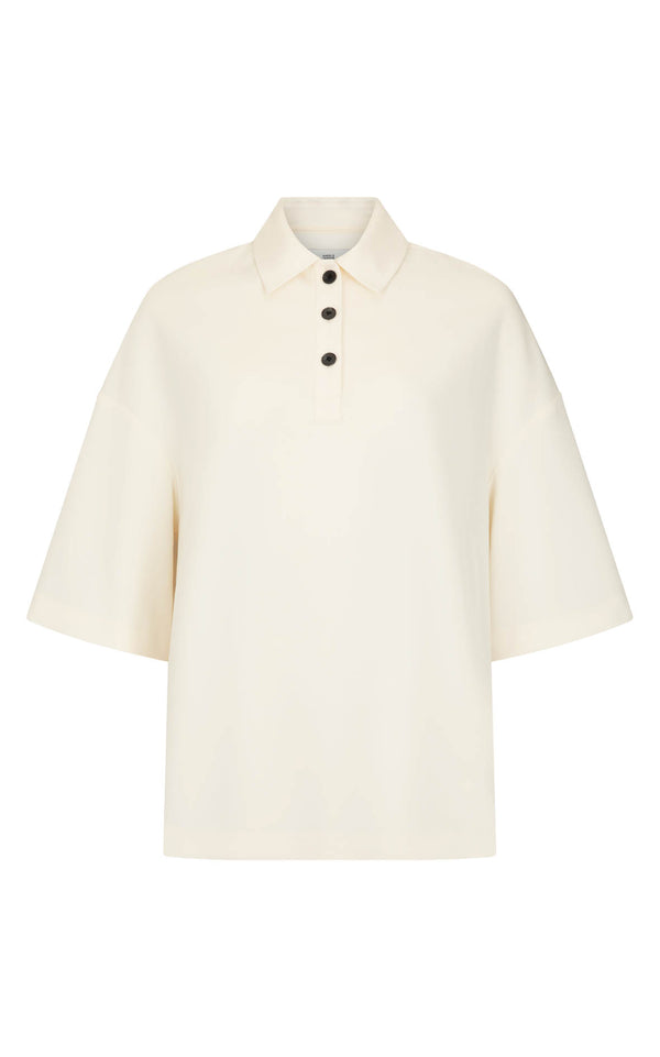Short Sleeve Orwell Polo: Cream Sorona