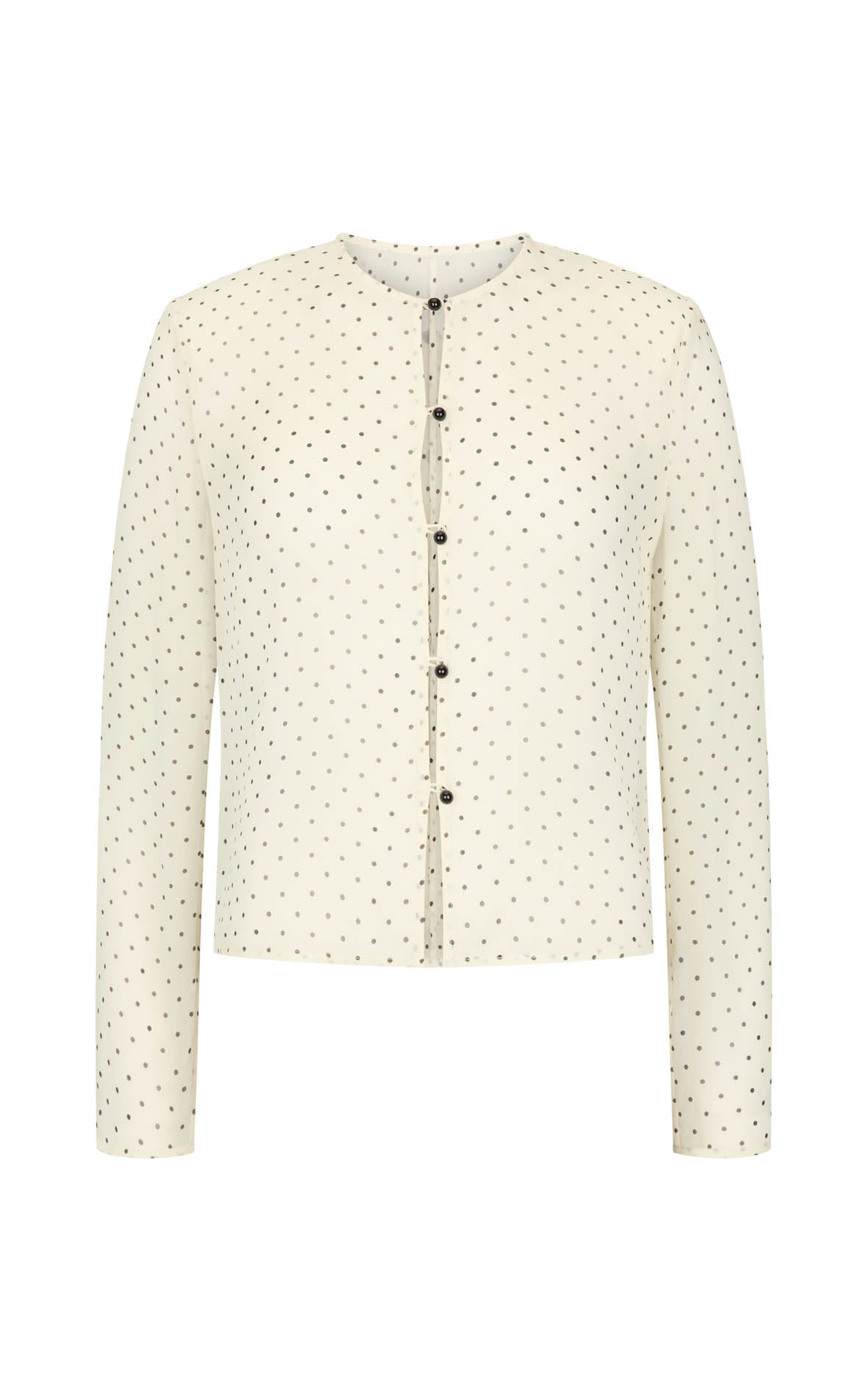 Eileen Top: Cream & Black Polka Dot Silk