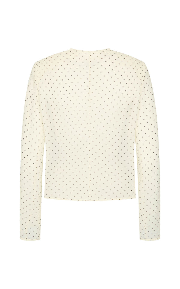 Eileen Top: Cream & Black Polka Dot Silk