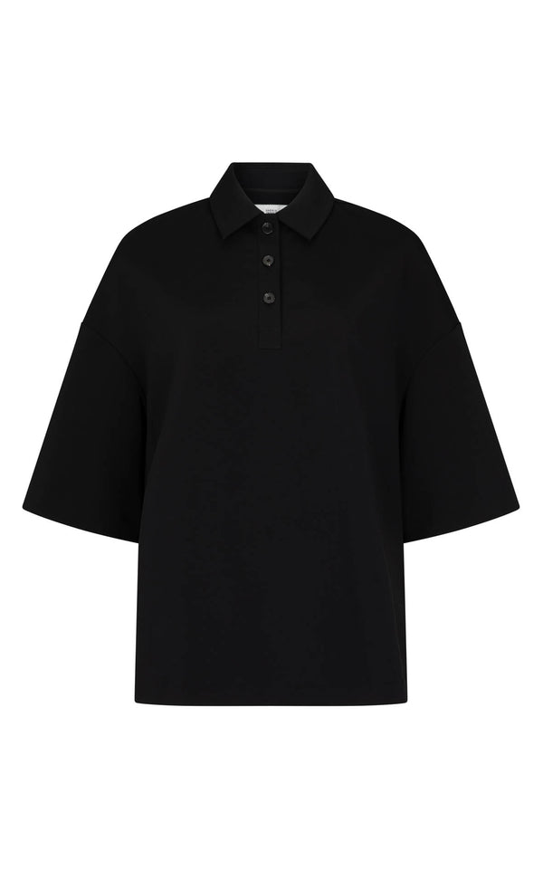 Short Sleeve Orwell Polo: Black Sorona