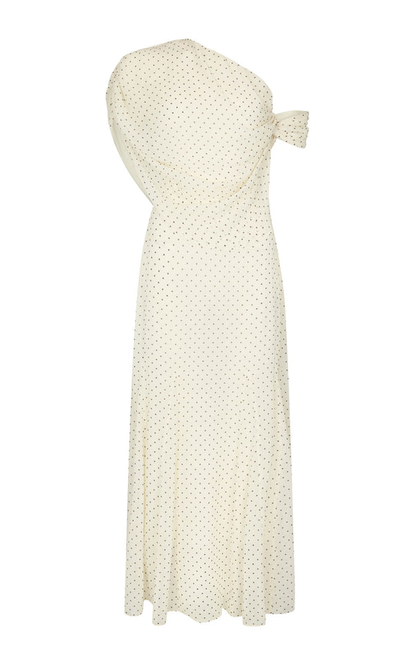 Lucille Dress: Cream Polka Dot Silk