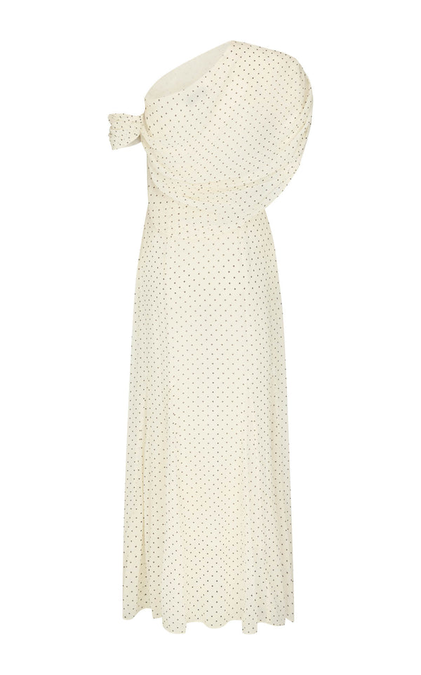 Lucille Dress: Cream Polka Dot Silk