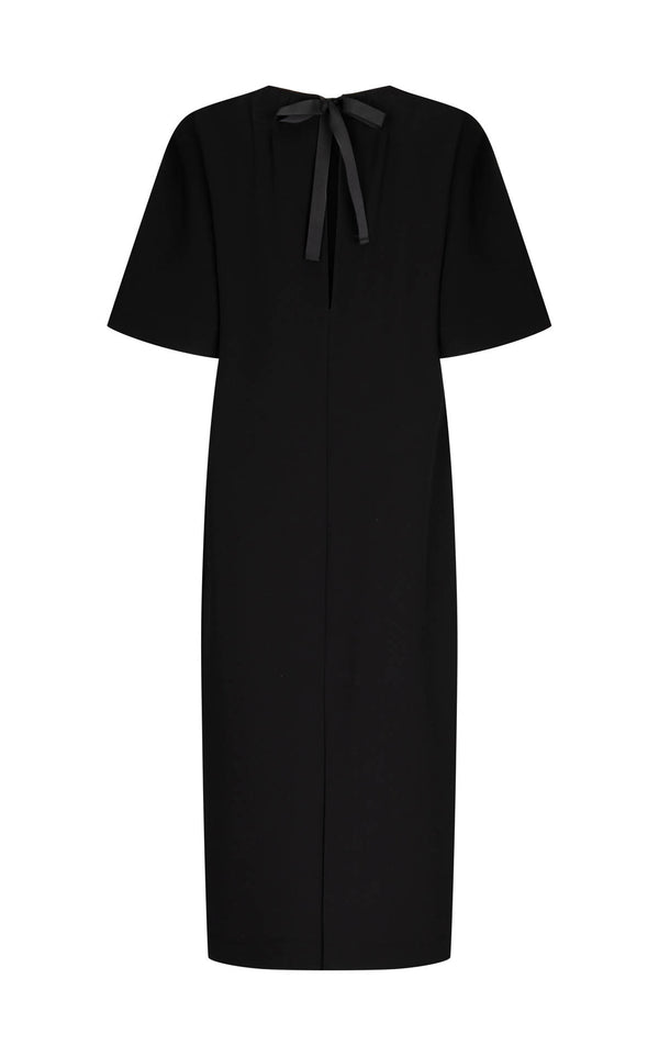 Dennison Dress: Black Drape Suiting