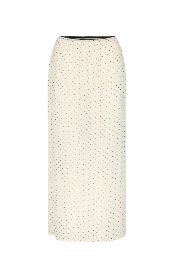 Camilla Skirt: Cream & Black Polka Dot Silk chiffon