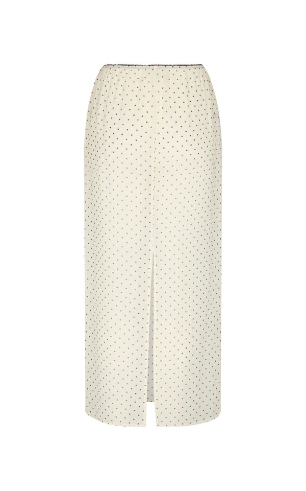 Camilla Skirt: Cream & Black Polka Dot Silk chiffon
