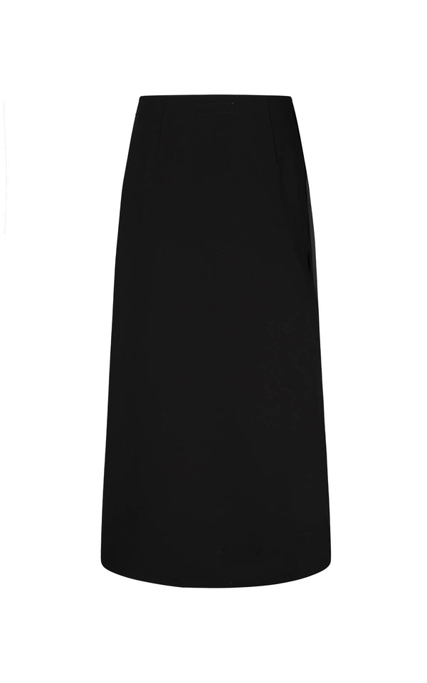 Viktor Skirt: Black Bonded Suiting