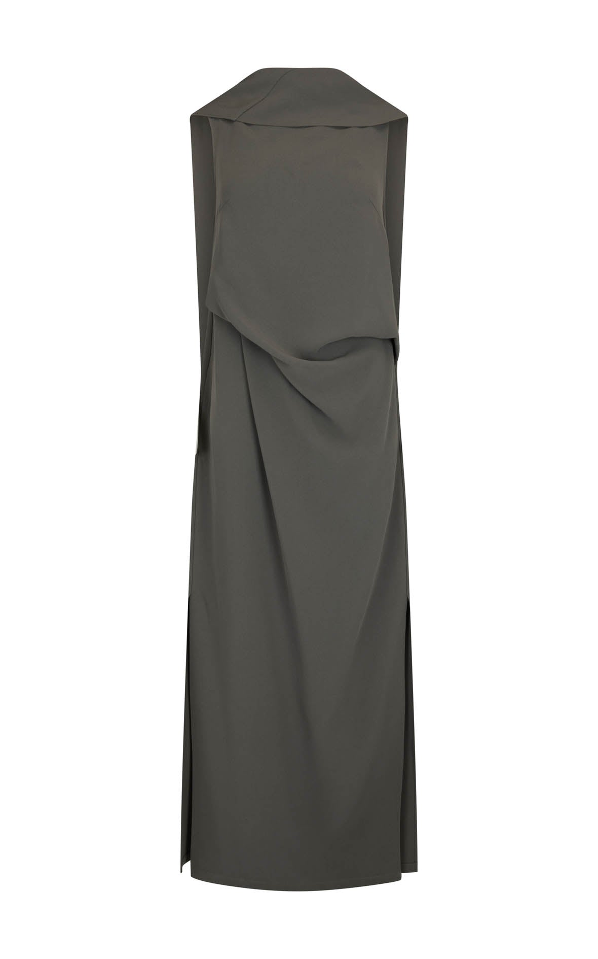 Laro Dress: Grey Drape Suiting