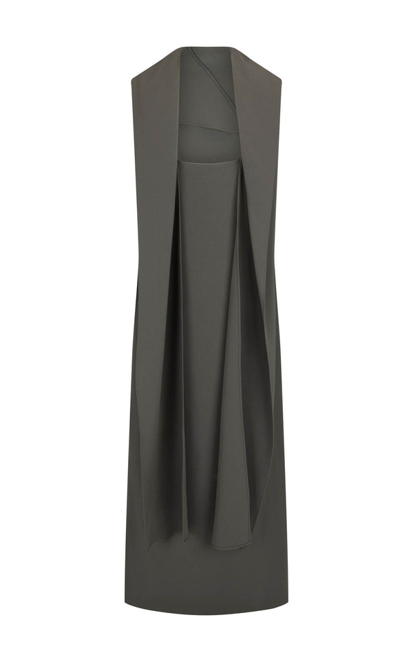 Laro Dress: Grey Drape Suiting