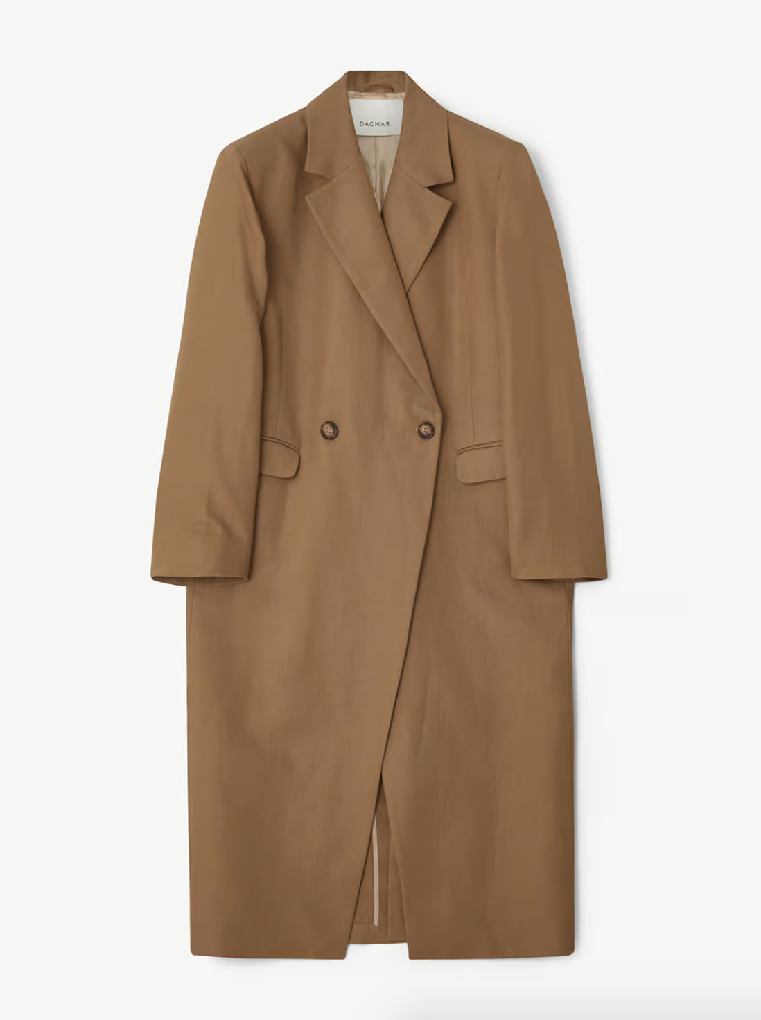 DOUBLE BREASTED LINEN COAT: Warm Taupe
