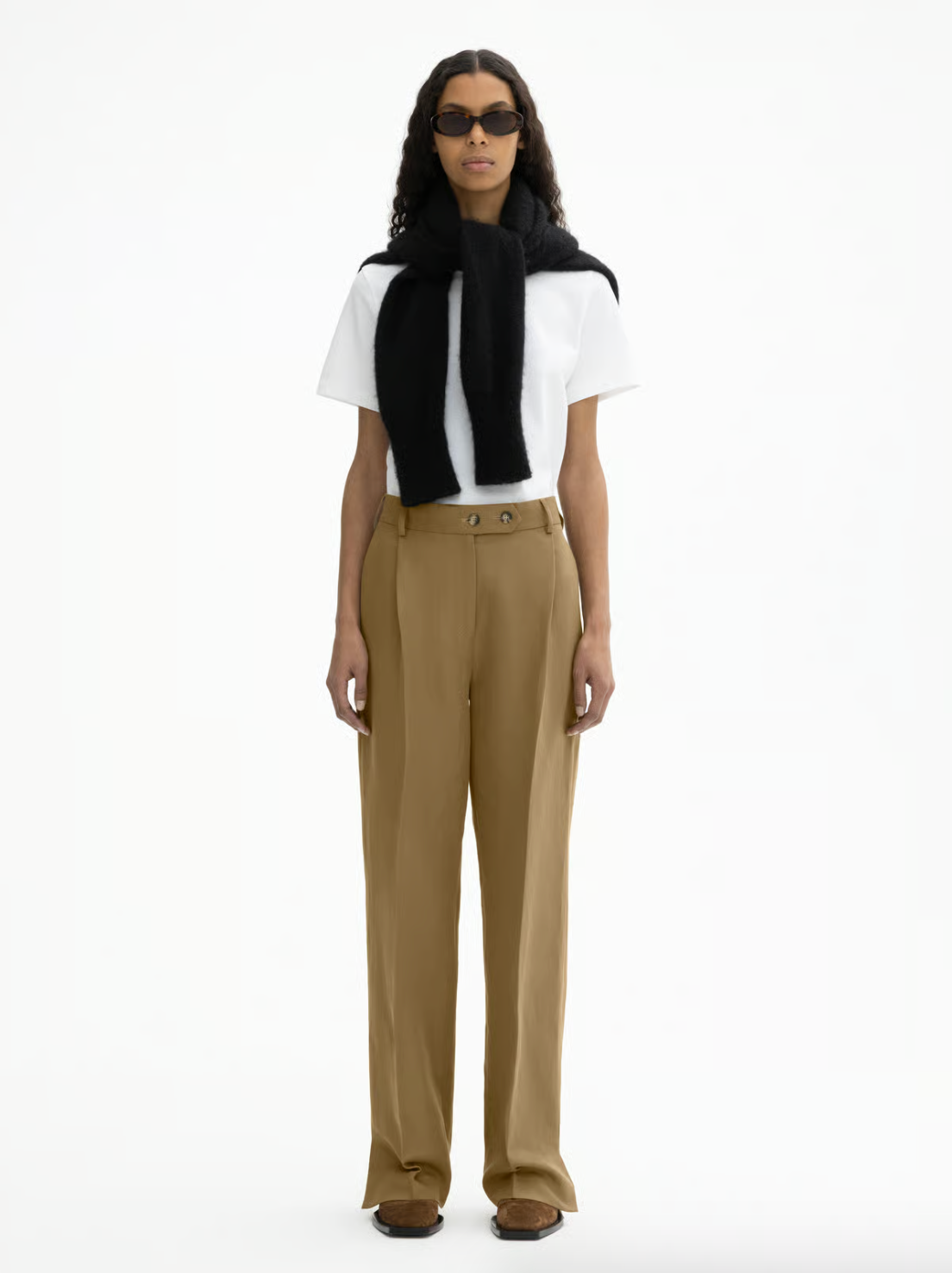 PLEATED TROUSERS: Warm Taupe