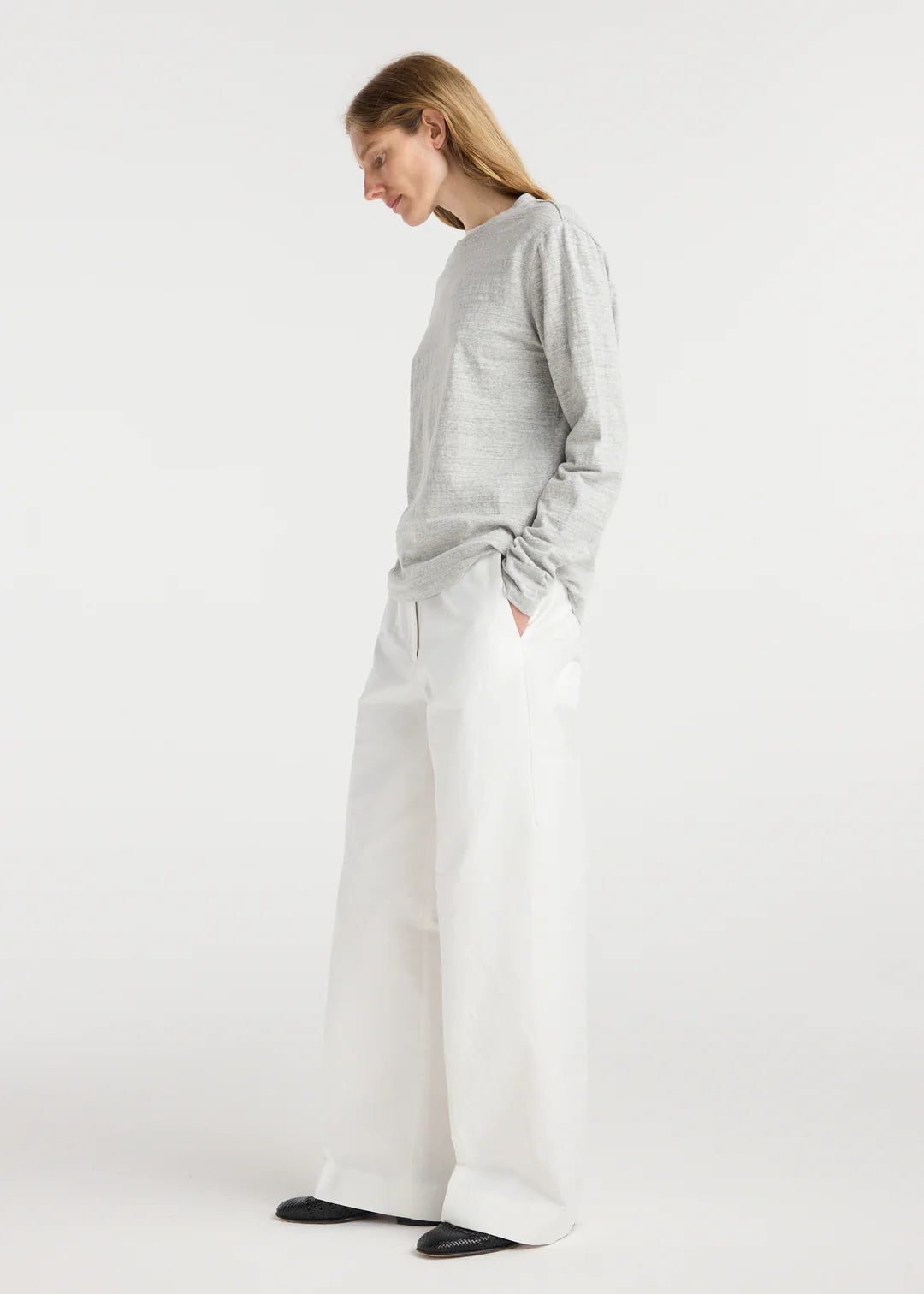 japanese mouliné jersey long sleeve: grey mouliné