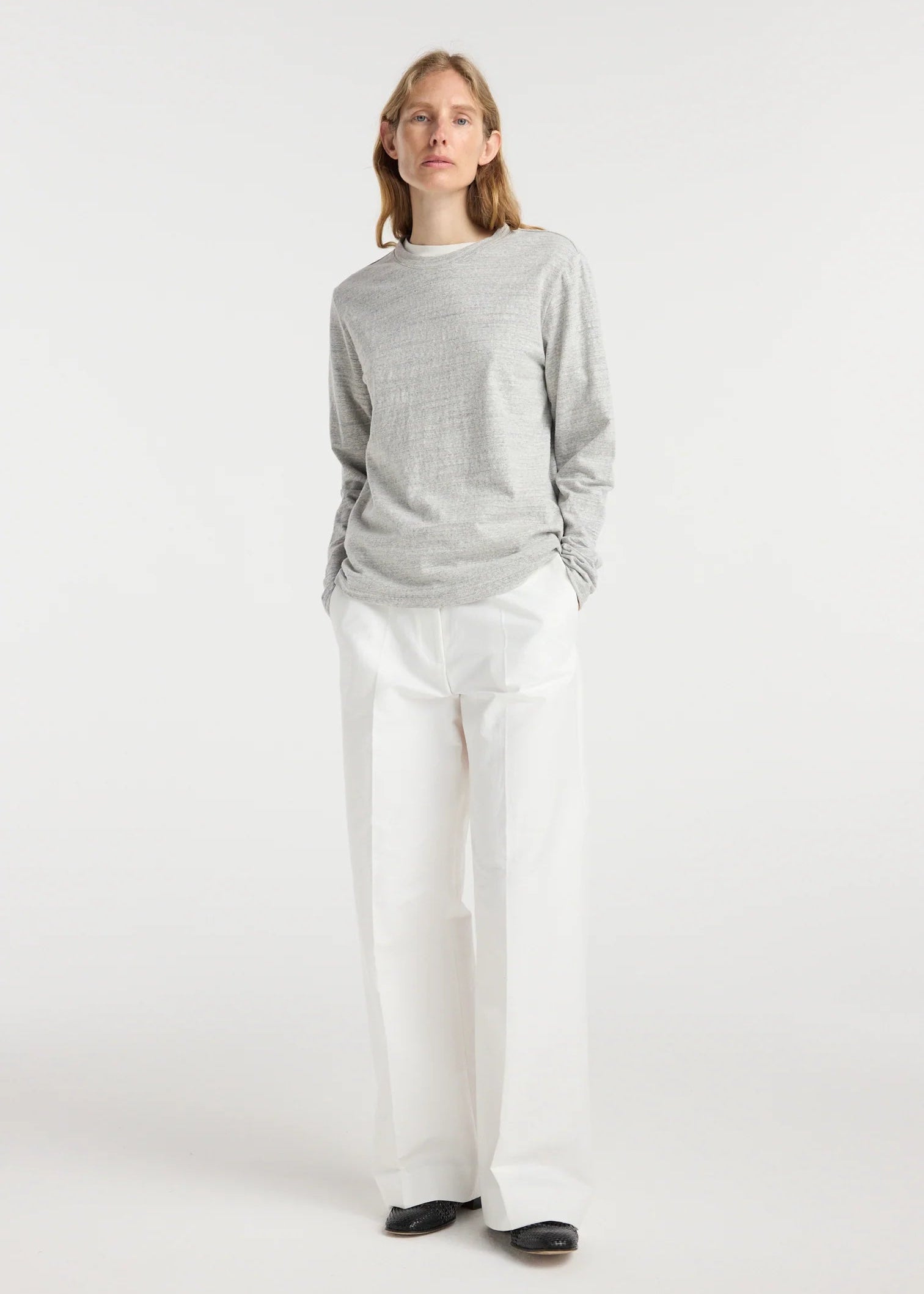 japanese mouliné jersey long sleeve: grey mouliné