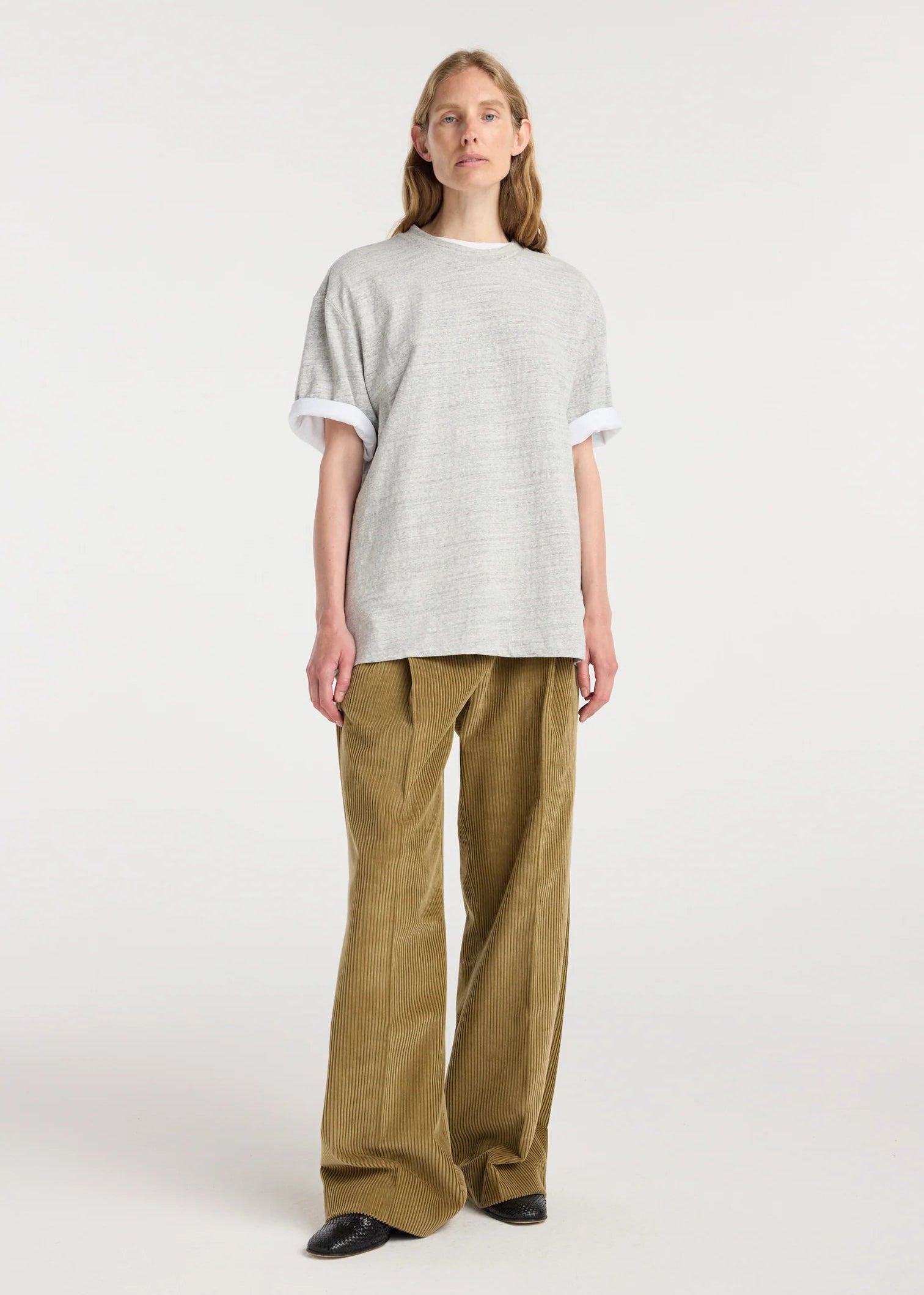 japanese mouliné jersey t-shirt: grey mouliné