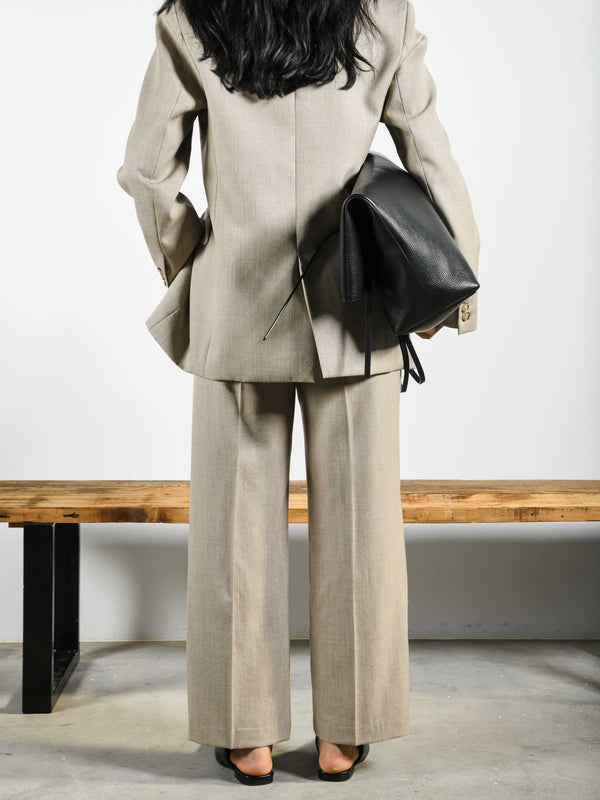 Relaxed Tailored Pleat Trouser: Oat