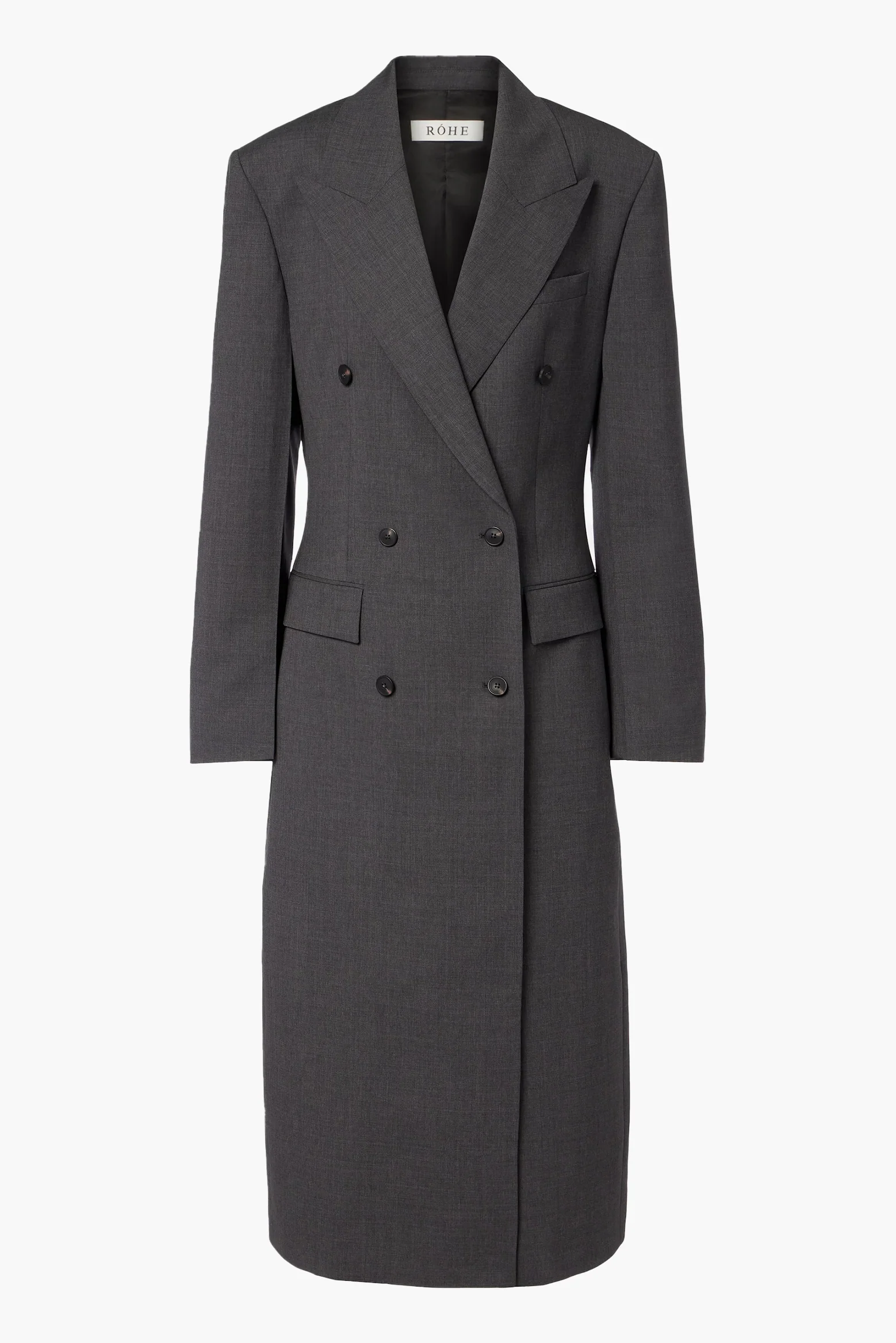 Double-breasted blazer coat: Dark grey melange