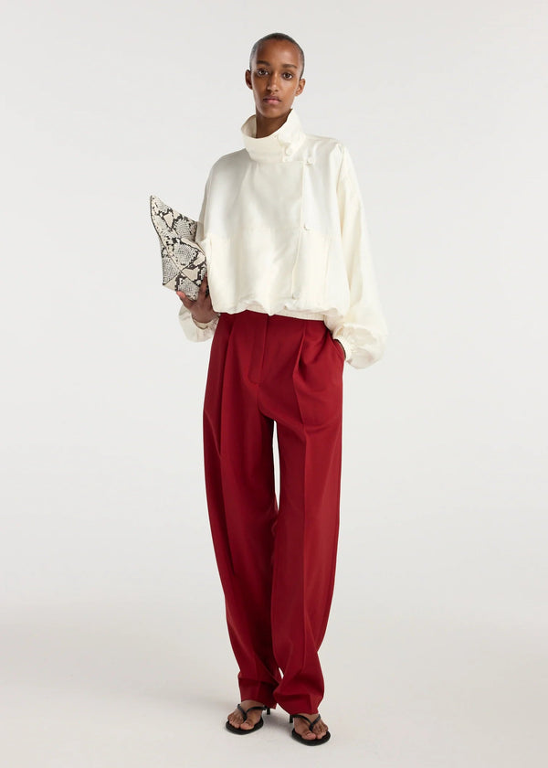 silk blouson anorak: cream