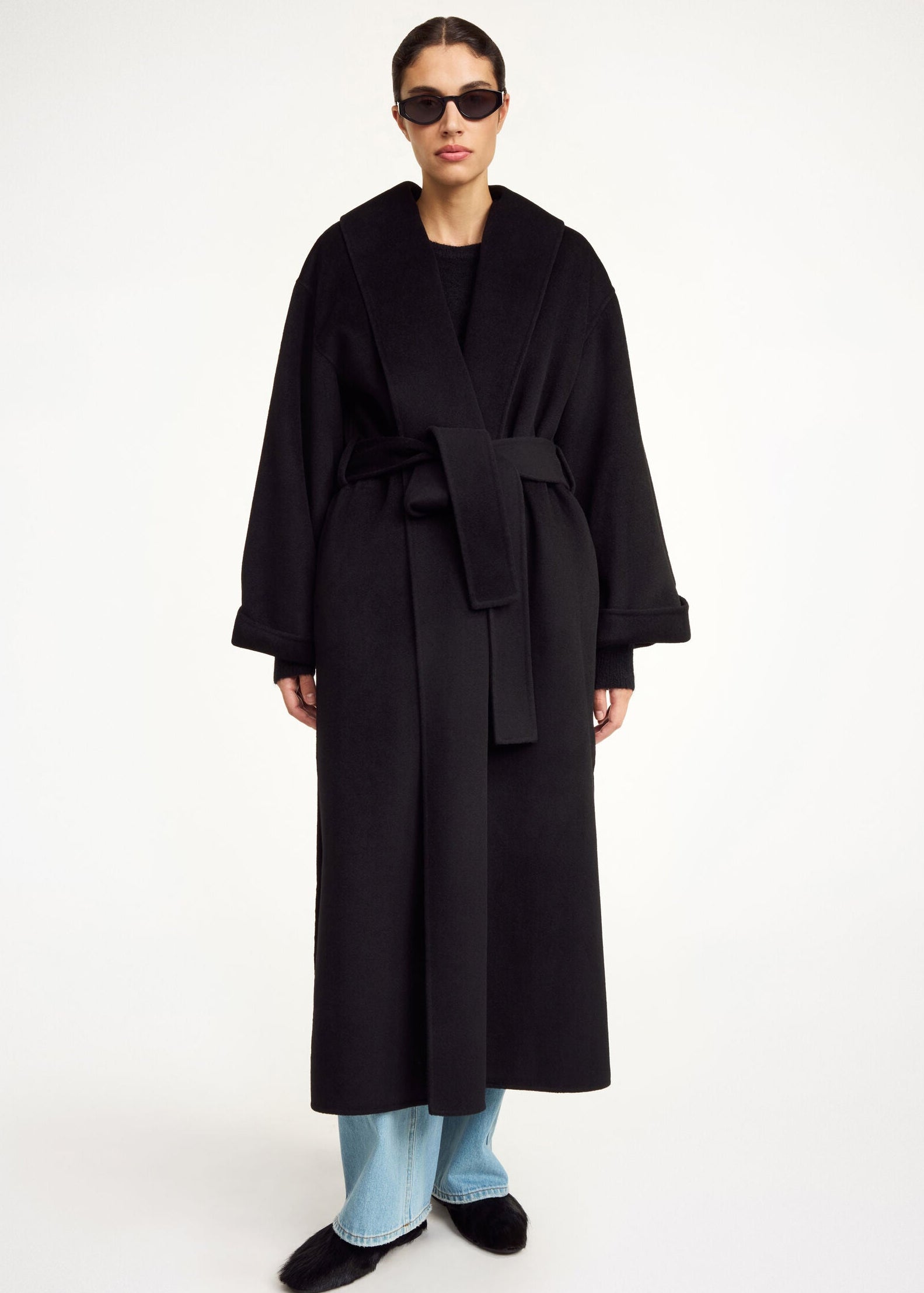 Trullem wool coat: Black