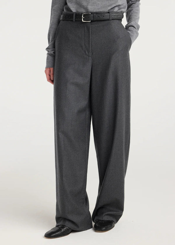 wide leg trousers: dark grey melange