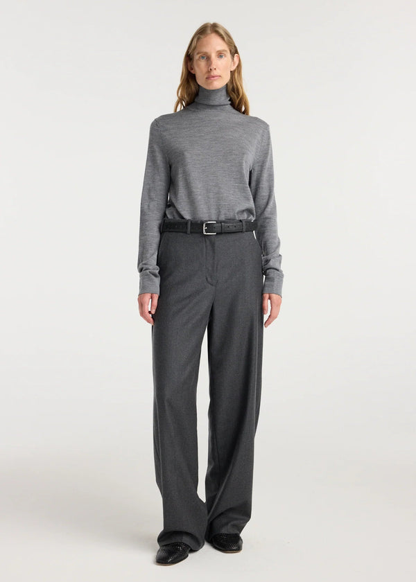 wide leg trousers: dark grey melange